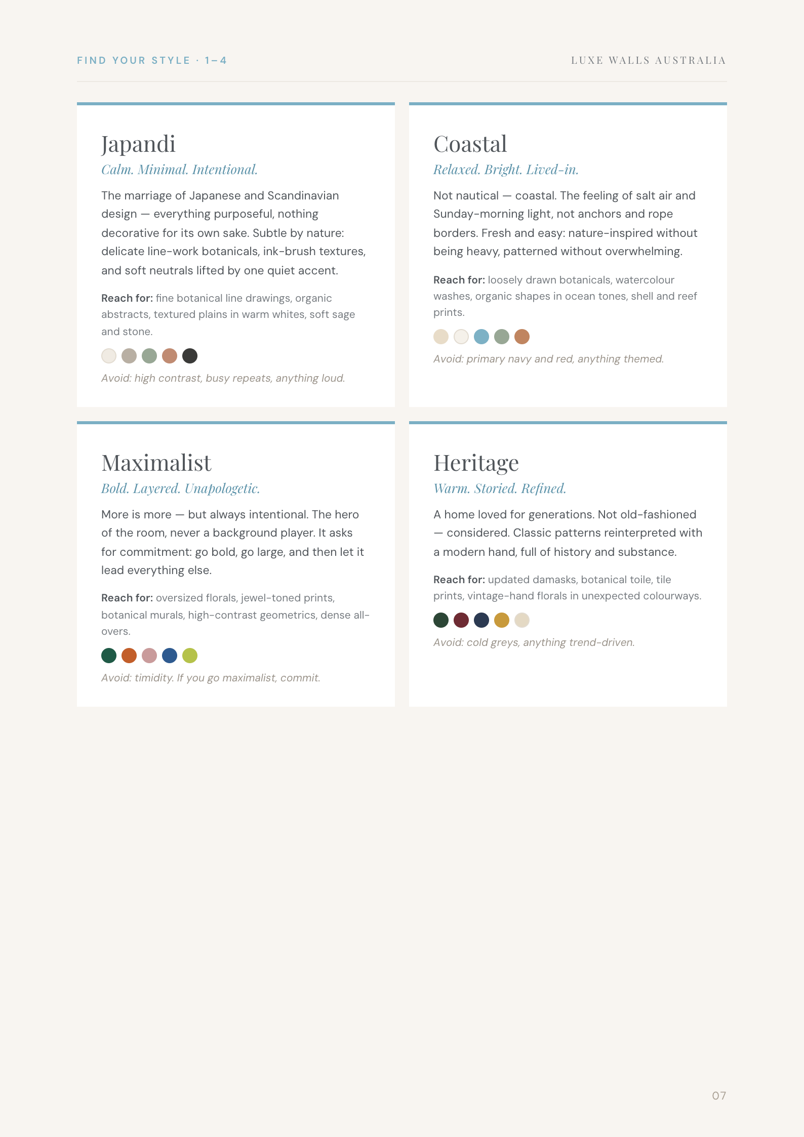 Guide pages showing how to choose wallpaper with confidence