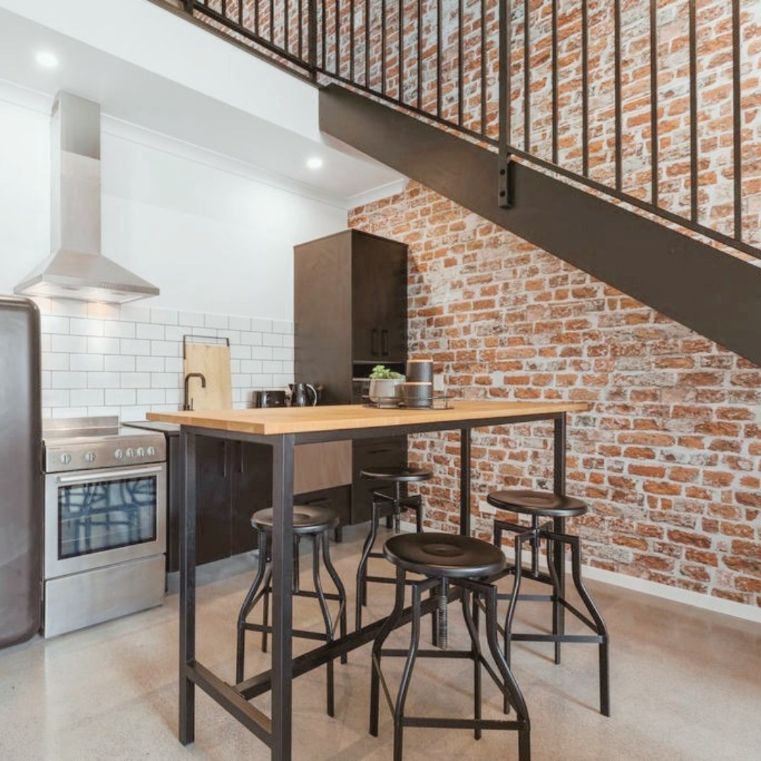 Room featuring Industrial Kitchen peel and stick wallpaper