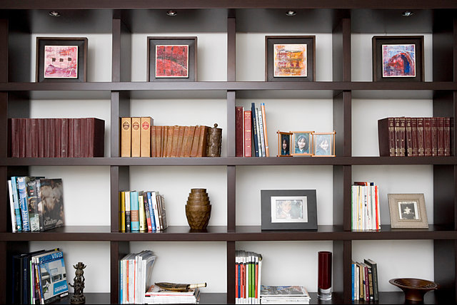Modern Bookshelf Display Wallpaper Luxe Walls Removable Wallpapers