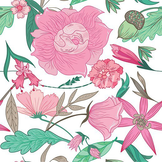 Pink Romantic Flowers Wallpaper | Luxe Walls - Removable Wallpapers