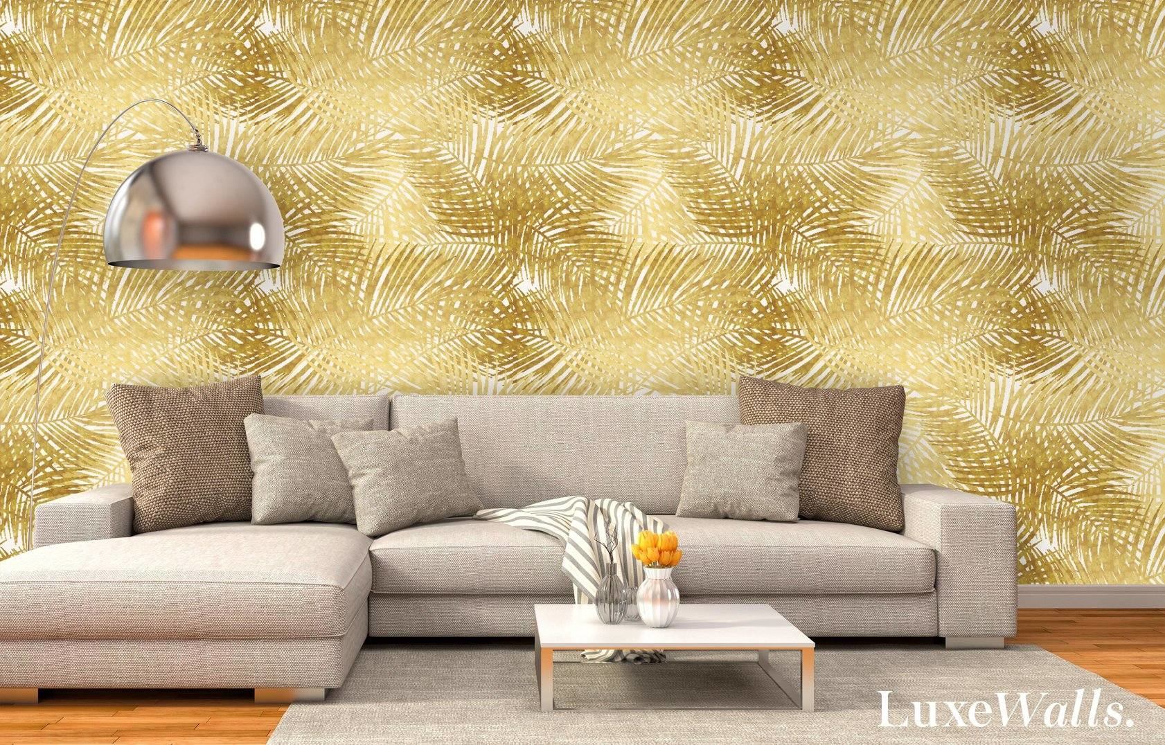 wallpaper designs gold palm leaf