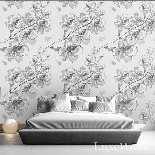 grey floral wallpaper