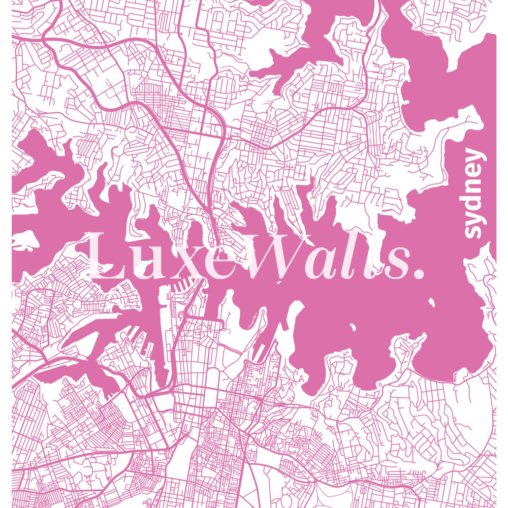 Sydney City Map Wallpaper - Pink | Luxe Walls - Removable Wallpapers
