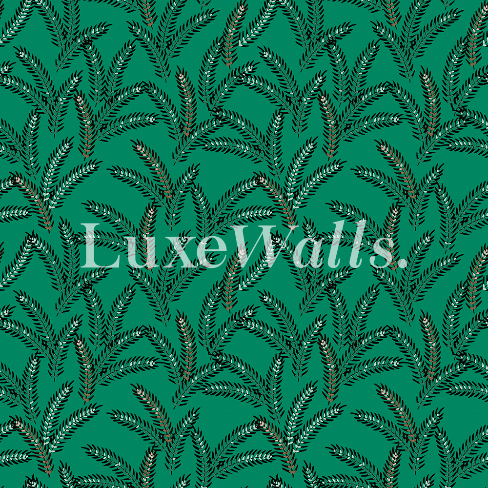 Fir Leaf Wallpaper - Green | Luxe Walls - Removable Wallpapers