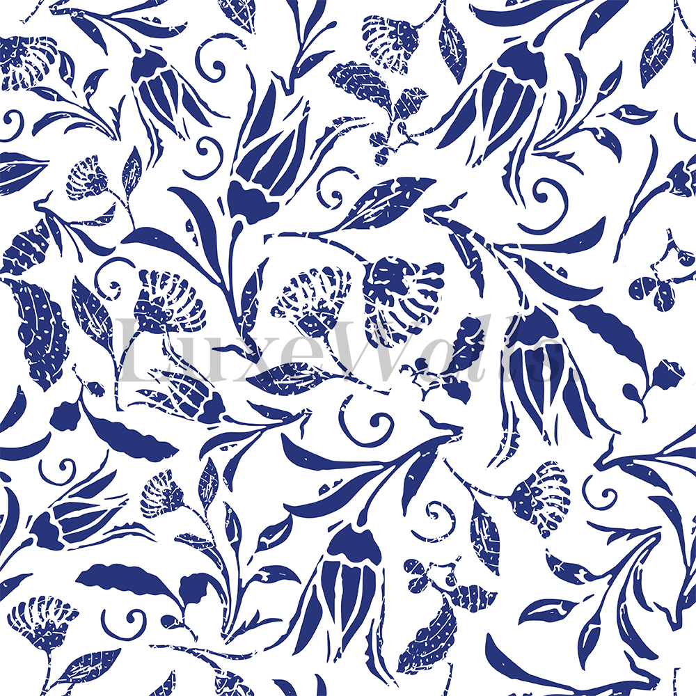 Stone Flower Wallpaper - Navy Blue | Luxe Walls - Removable Wallpapers
