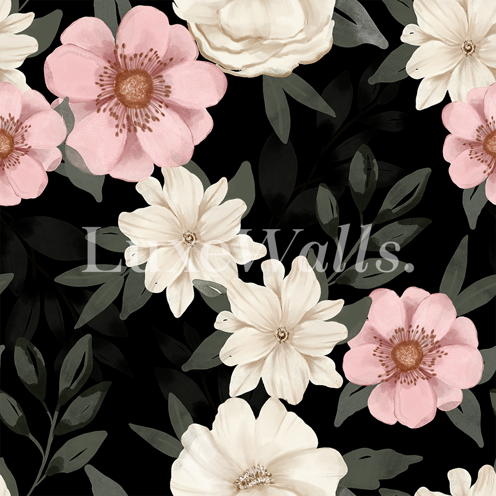 Summer Floral Wallpaper - Black | Luxe Walls - Removable Wallpapers