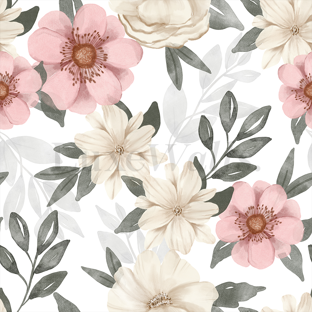 Summer Floral Wallpaper - White | Luxe Walls - Removable Wallpapers